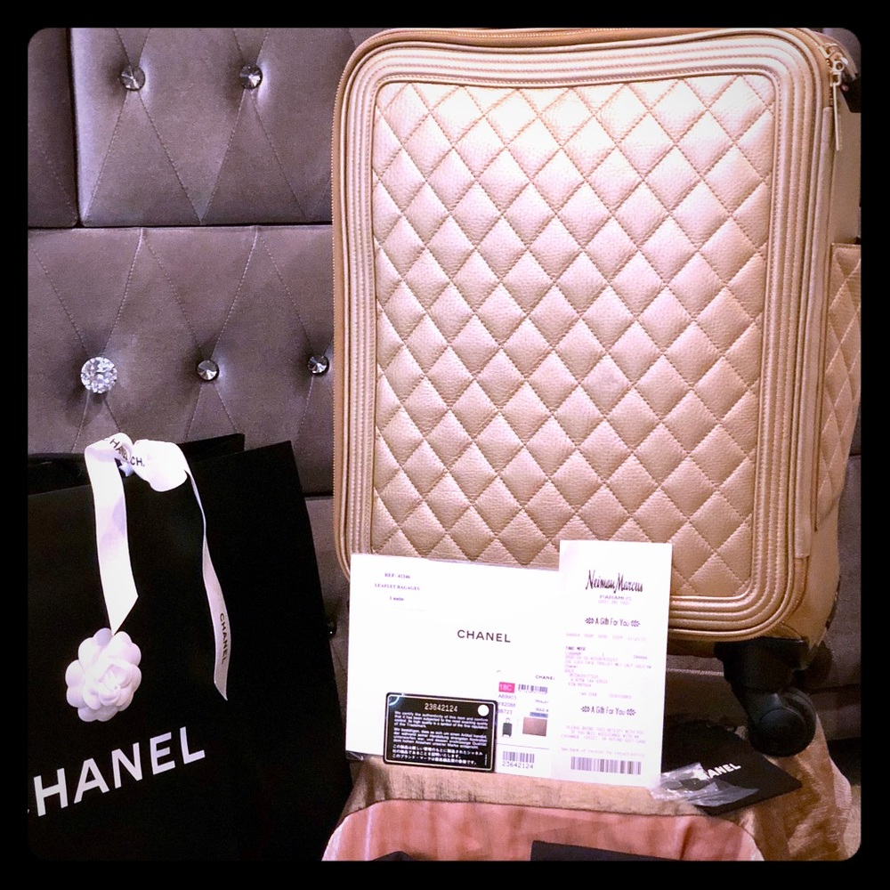 Authentic 18c Chanel Metallic Calfskin Trolley